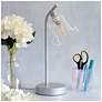 1_Simple Designs 16" Industrial Metal Desk Lamp, Clear Glass Shade, Silver