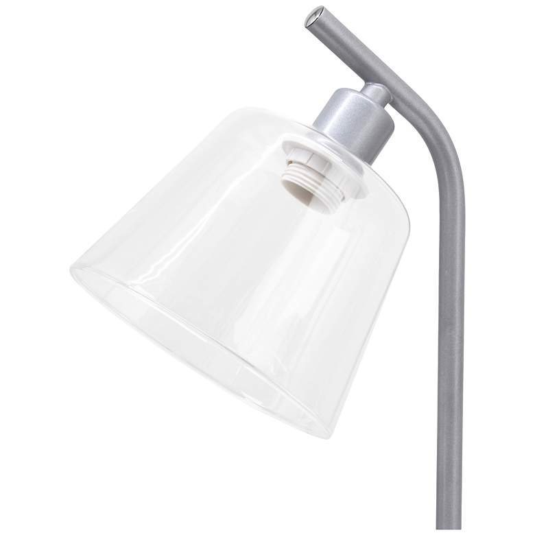 Image 7 Simple Designs 16" Industrial Metal Desk Lamp, Clear Glass Shade, Silver more views