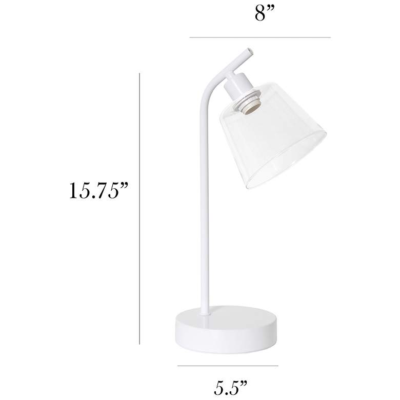 Image 5 Simple Designs 16" Industrial Metal Desk Lamp, Clear Glass Shade, White more views