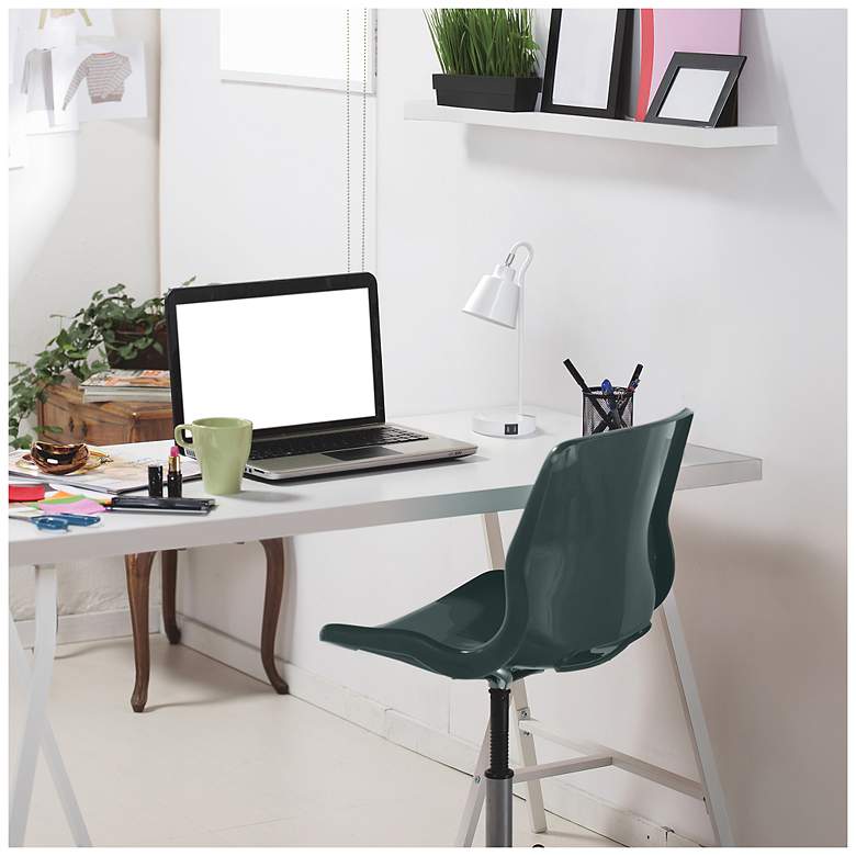 Image 6 Simple Designs 16" Metal Desk Task Lamp, Adj Shade, Dual USB Ports, White more views