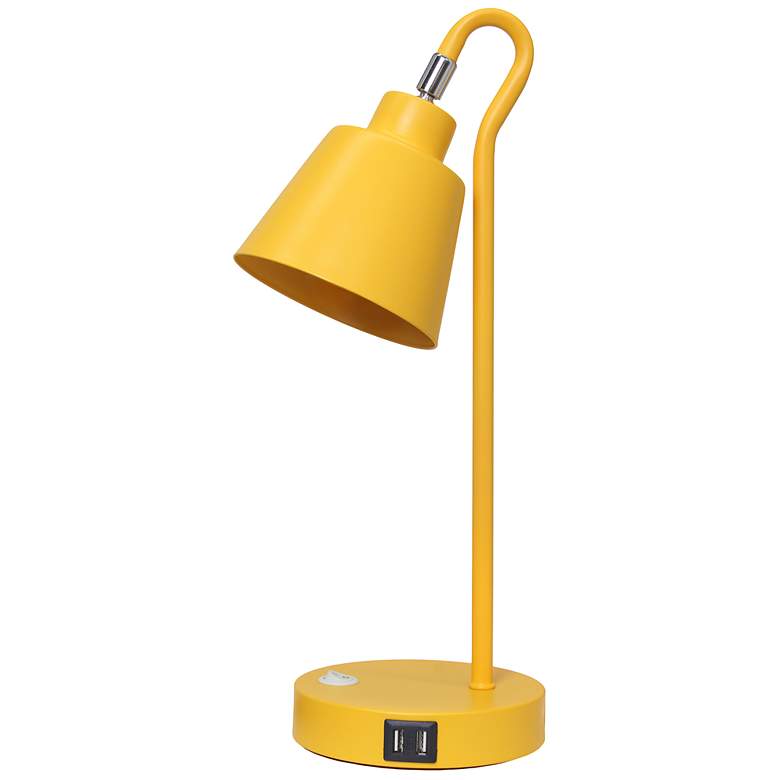 Image 3 Simple Designs 16" Metal Desk Task Lamp, Adj Shade, Dual USB Ports, Yellow more views