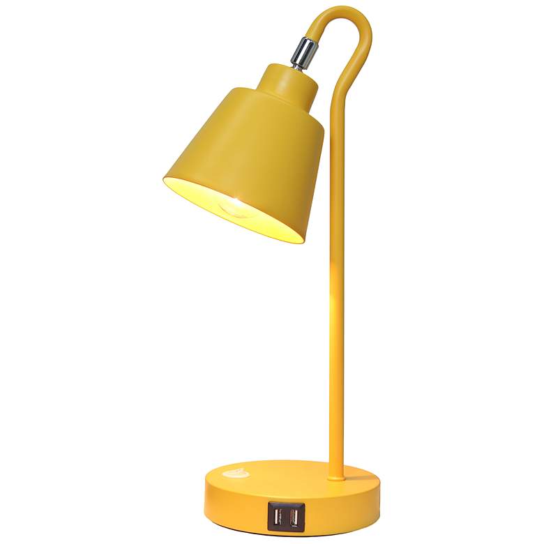 Image 4 Simple Designs 16" Metal Desk Task Lamp, Adj Shade, Dual USB Ports, Yellow more views
