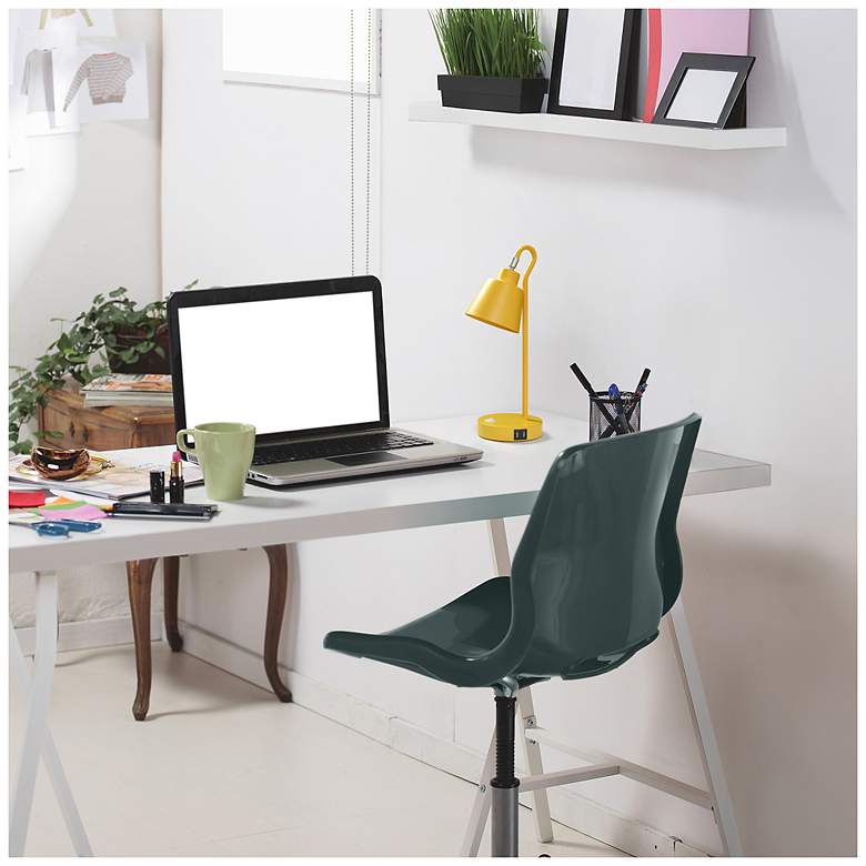 Image 6 Simple Designs 16" Metal Desk Task Lamp, Adj Shade, Dual USB Ports, Yellow more views