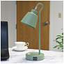 1_Simple Designs 16" Metal Desk Task Lp, Adj Shade, Dual USB Ports, Sage GRN