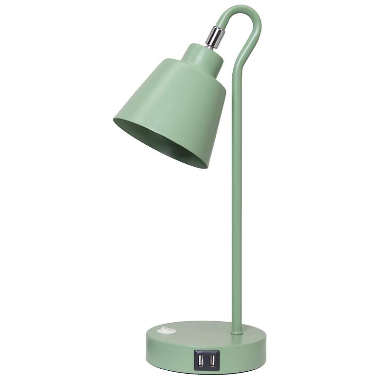 Image 3 Simple Designs 16" Metal Desk Task Lp, Adj Shade, Dual USB Ports, Sage GRN more views