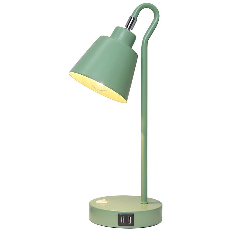 Image 4 Simple Designs 16" Metal Desk Task Lp, Adj Shade, Dual USB Ports, Sage GRN more views
