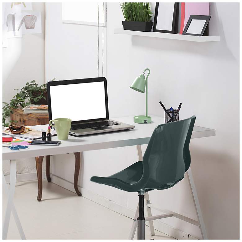Image 6 Simple Designs 16" Metal Desk Task Lp, Adj Shade, Dual USB Ports, Sage GRN more views