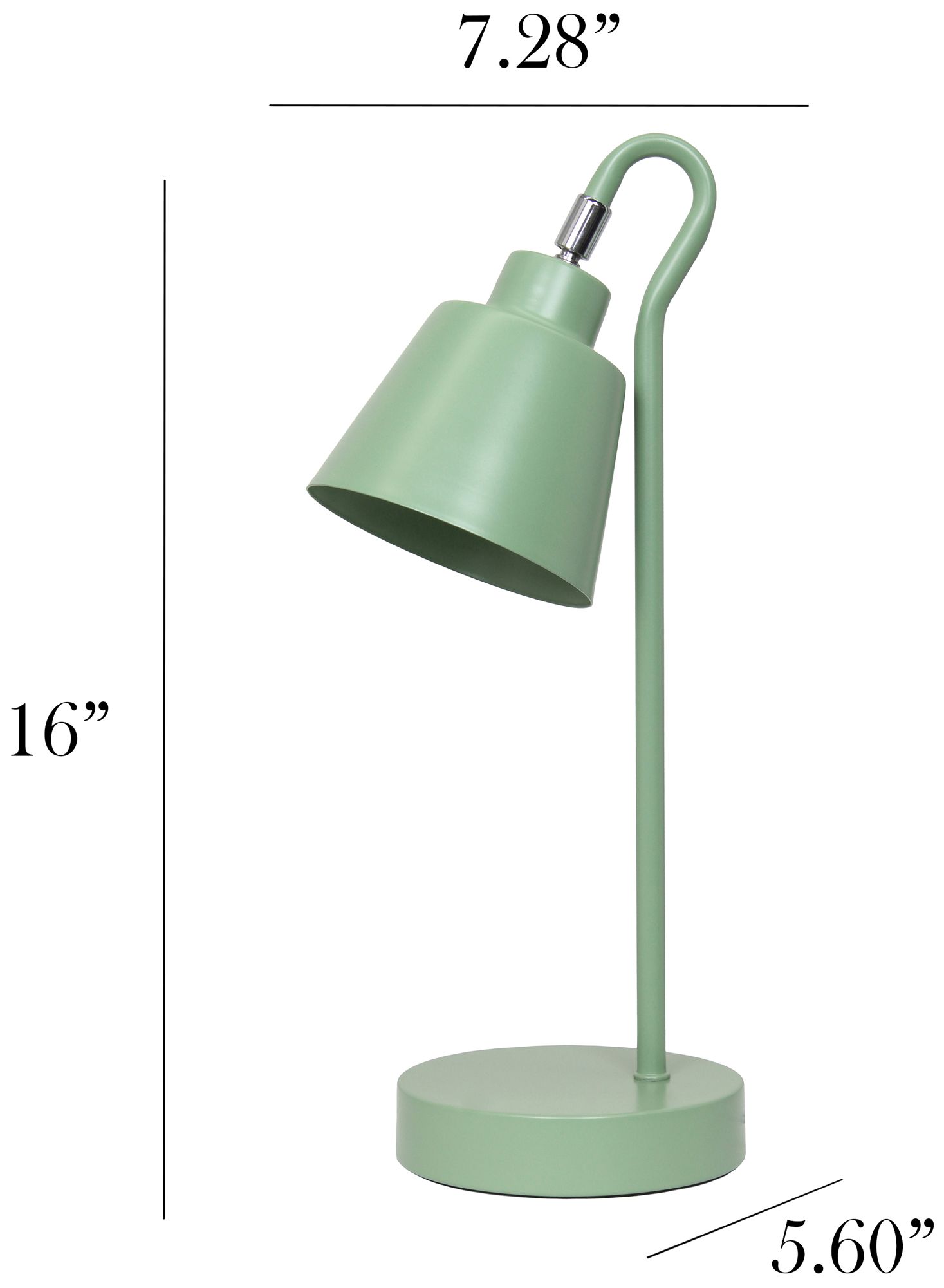 Simple Designs 16" Metal Looped Desk Task Lamp, Adj Shade, Sage Green