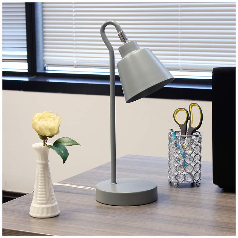 Image 1 Simple Designs 16" Metal Looped Desk Task Lamp, Adjustable Shade, Gray