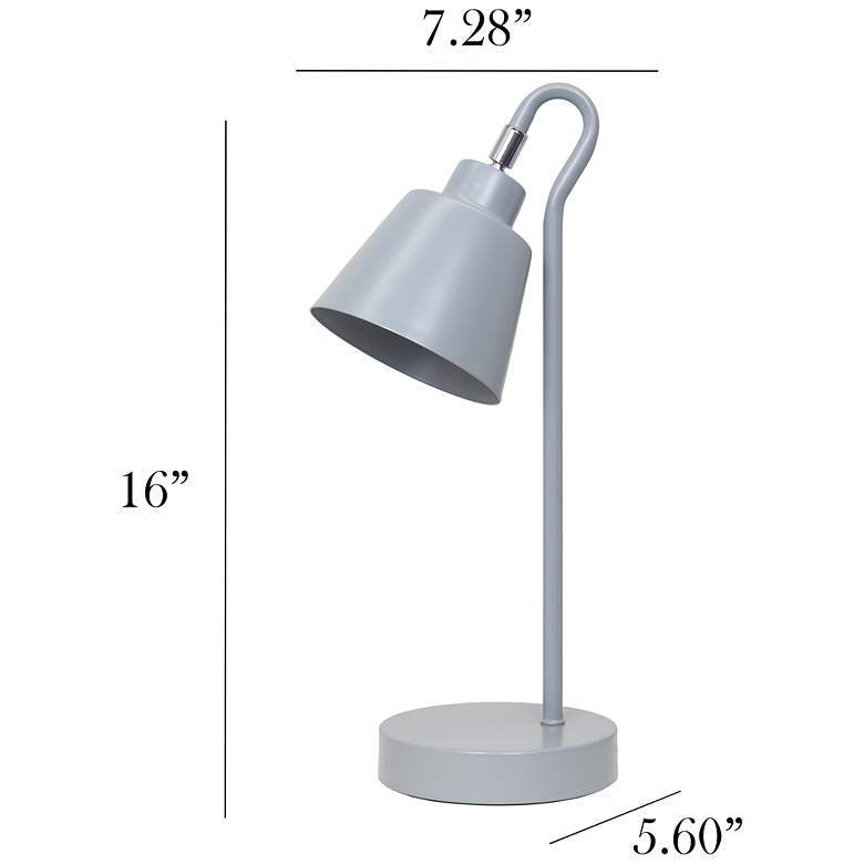 Image 5 Simple Designs 16" Metal Looped Desk Task Lamp, Adjustable Shade, Gray more views