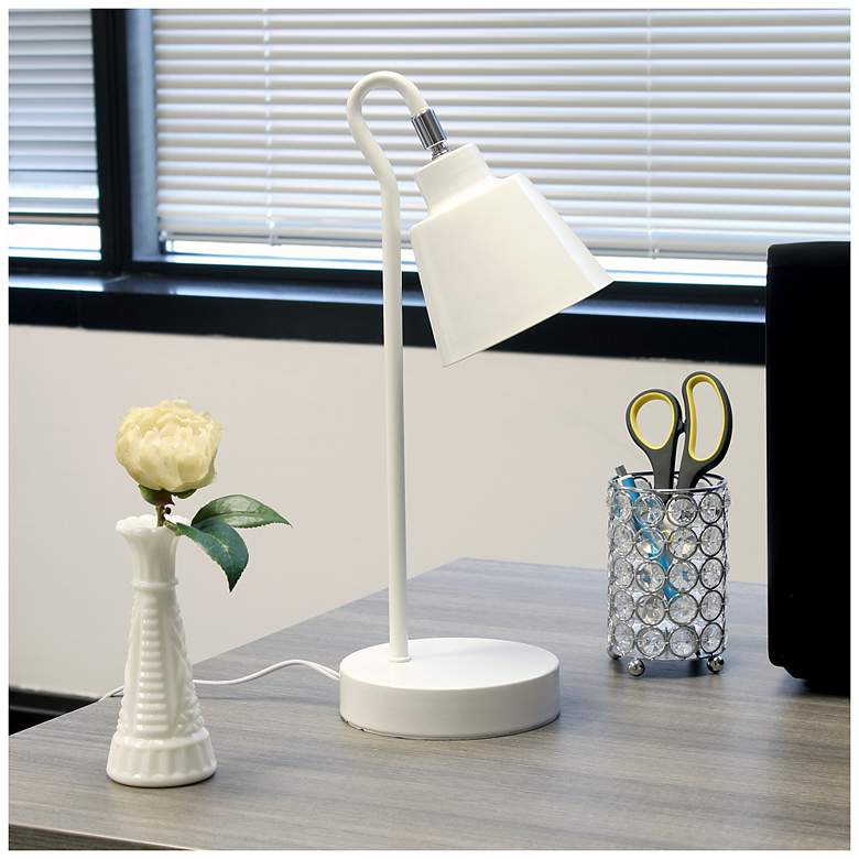 Image 1 Simple Designs 16" Metal Looped Desk Task Lamp, Adjustable Shade, White