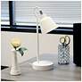 1_Simple Designs 16" Metal Looped Desk Task Lamp, Adjustable Shade, White