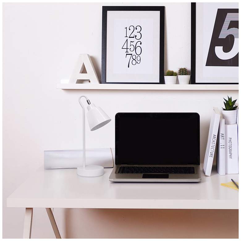 Image 6 Simple Designs 16" Metal Looped Desk Task Lamp, Adjustable Shade, White more views