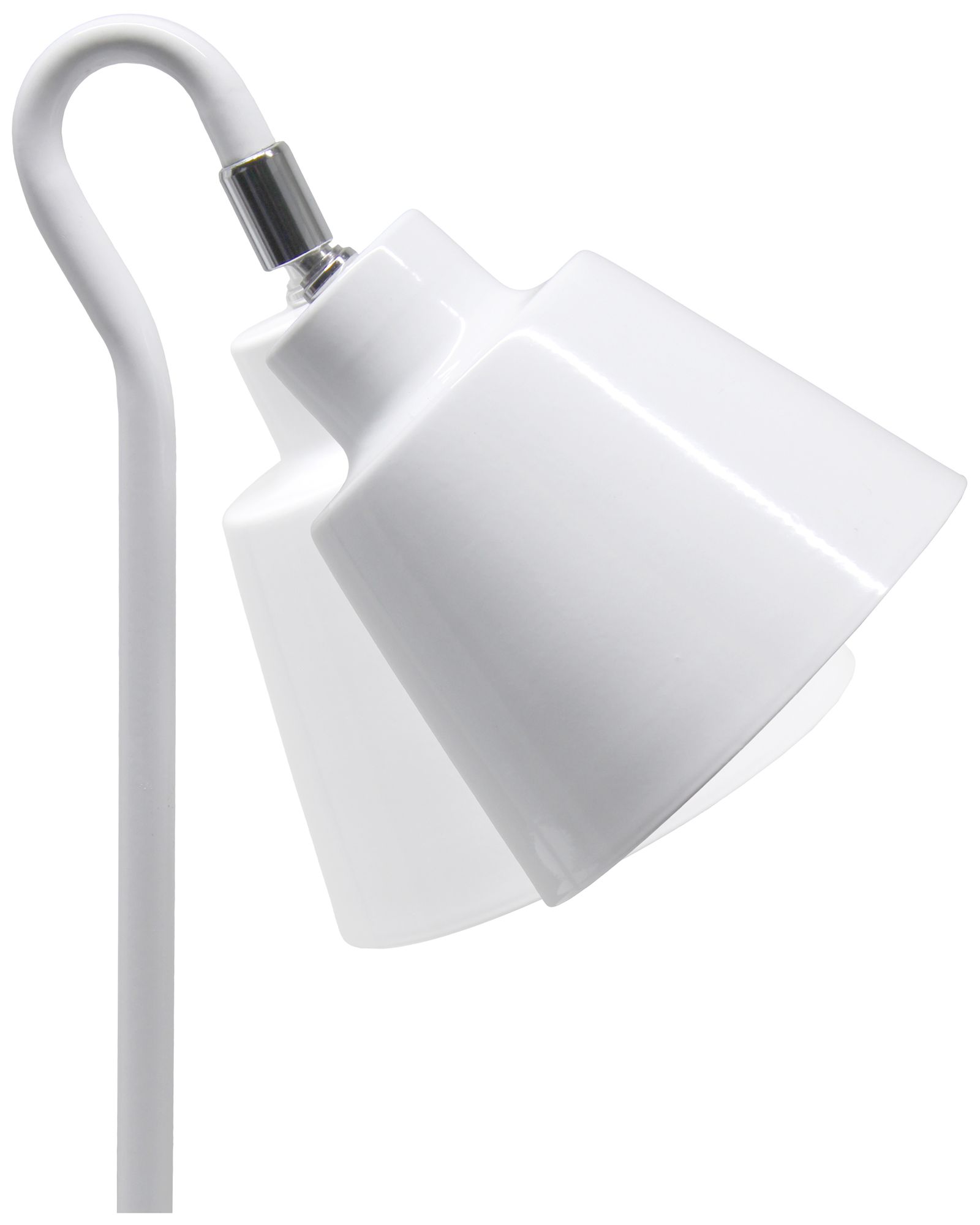 Simple Designs 16" Metal Looped Desk Task Lamp, Adjustable Shade, White