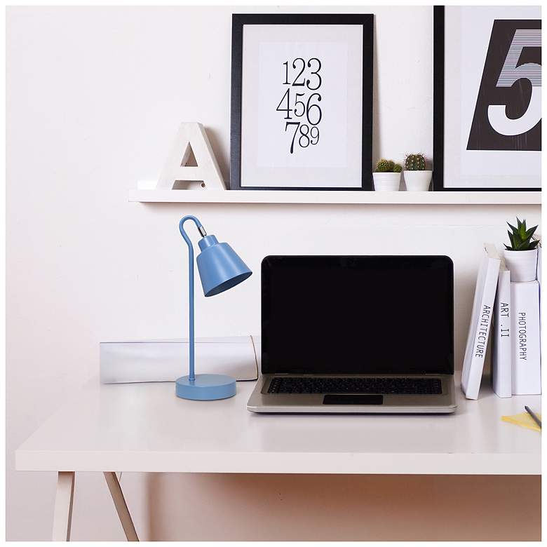 Image 6 Simple Designs 16" Mtl Looped Desk Task Lamp, Adjustable Shade, Blue more views