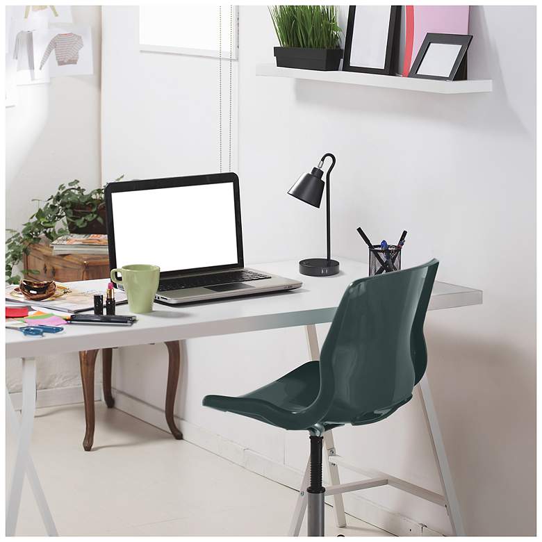 Image 6 Simple Designs 16" Mtl Looped Desk Task Lp, Adj Shade, Dual USB Ports, BLK more views