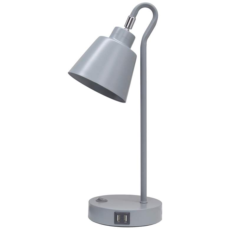 Image 2 Simple Designs 16" Mtl Looped Desk Task Lp, Adj Shade, Dual USB Ports, Gray