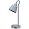 Simple Designs 16" Mtl Looped Desk Task Lp, Adj Shade, Dual USB Ports, Gray