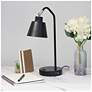 1_Simple Designs 16" Sleek Adj Metal Desk Task Lamp, Dual USB Ports, Black