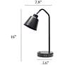 5_Simple Designs 16" Sleek Adj Metal Desk Task Lamp, Dual USB Ports, Black more views