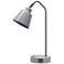 Simple Designs 16" Sleek Adj Metal Desk Task Lamp, Dual USB Ports, Gray