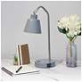 1_Simple Designs 16" Sleek Adj Metal Desk Task Lamp, Dual USB Ports, Gray