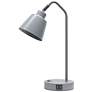 3_Simple Designs 16" Sleek Adj Metal Desk Task Lamp, Dual USB Ports, Gray more views