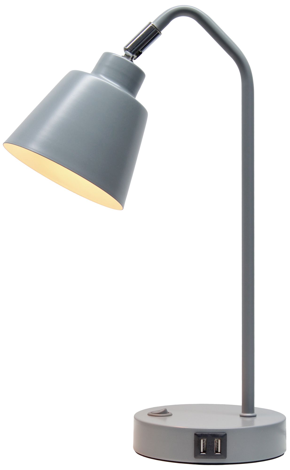 Image 4 Simple Designs 16" Sleek Adj Metal Desk Task Lamp, Dual USB Ports, Gray more views