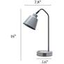 5_Simple Designs 16" Sleek Adj Metal Desk Task Lamp, Dual USB Ports, Gray more views