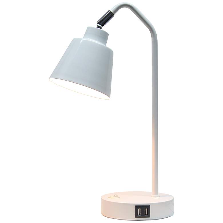 Image 4 Simple Designs 16" Sleek Adj Metal Desk Task Lamp, Dual USB Ports, White more views