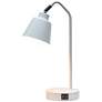 4_Simple Designs 16" Sleek Adj Metal Desk Task Lamp, Dual USB Ports, White more views
