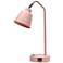 Simple Designs 16" Sleek Adj Metal Desk Task Lp, Dual USB Ports, Blush Pink