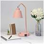 1_Simple Designs 16" Sleek Adj Metal Desk Task Lp, Dual USB Ports, Blush Pink
