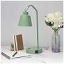 1_Simple Designs 16" Sleek Adj Metal Desk Task Lp, Dual USB Ports, Sage Green