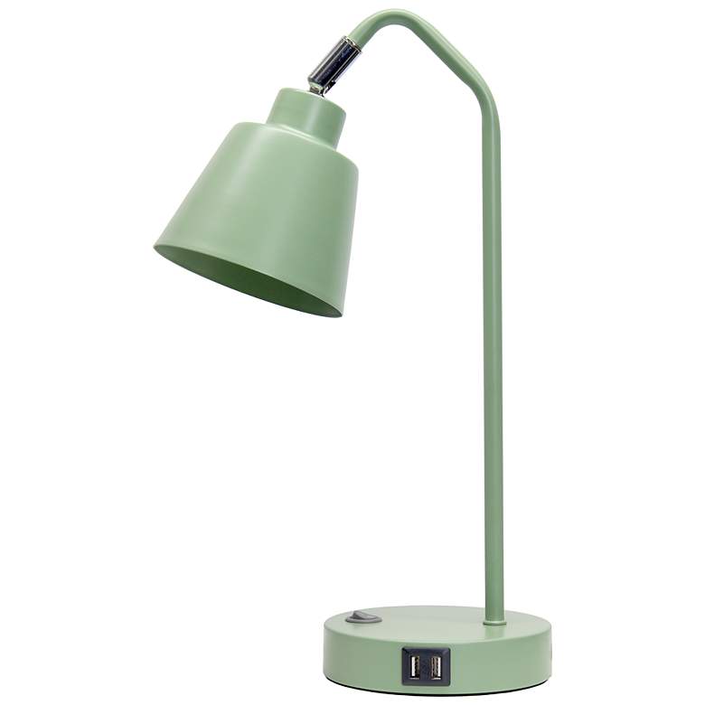 Image 3 Simple Designs 16" Sleek Adj Metal Desk Task Lp, Dual USB Ports, Sage Green more views