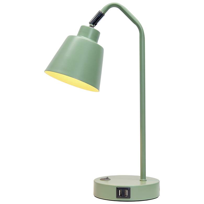 Image 4 Simple Designs 16" Sleek Adj Metal Desk Task Lp, Dual USB Ports, Sage Green more views