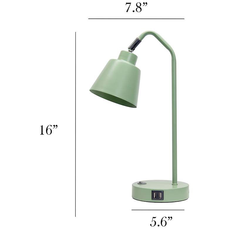 Image 5 Simple Designs 16" Sleek Adj Metal Desk Task Lp, Dual USB Ports, Sage Green more views