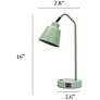 5_Simple Designs 16" Sleek Adj Metal Desk Task Lp, Dual USB Ports, Sage Green more views