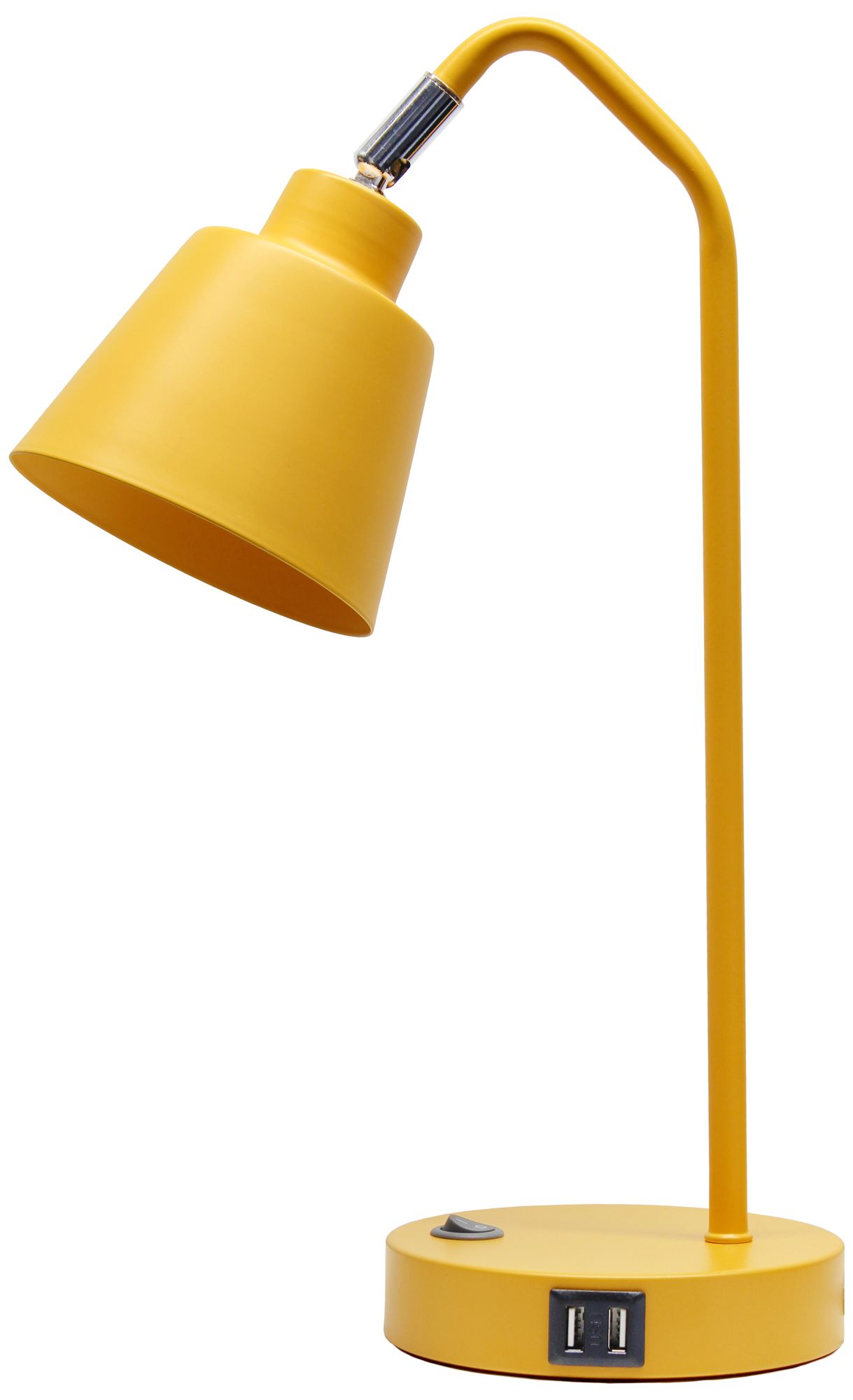 Image 2 Simple Designs 16" Sleek Adj Metal Desk Task Lp, Dual USB Ports, Yellow