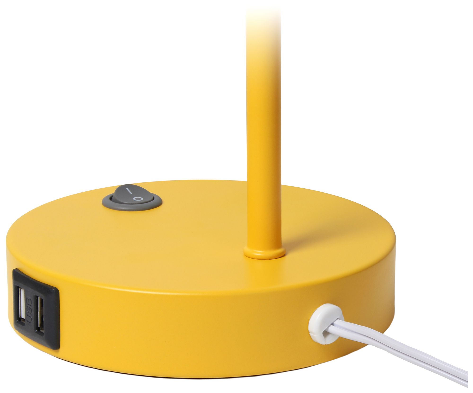 Simple Designs 16" Sleek Adj Metal Desk Task Lp, Dual USB Ports, Yellow