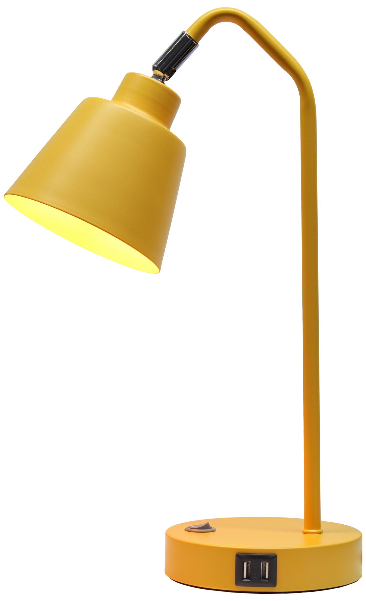 Image 4 Simple Designs 16" Sleek Adj Metal Desk Task Lp, Dual USB Ports, Yellow more views