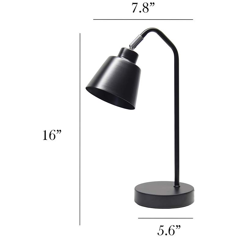 Image 5 Simple Designs 16" Sleek Essentials Adjustable Metal Desk Task Lamp, Black more views
