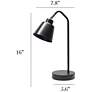 5_Simple Designs 16" Sleek Essentials Adjustable Metal Desk Task Lamp, Black more views