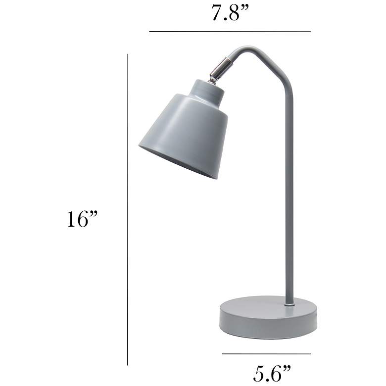 Image 5 Simple Designs 16" Sleek Essentials Adjustable Metal Desk Task Lamp, Gray more views