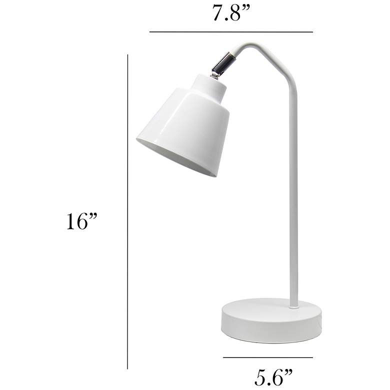 Image 5 Simple Designs 16" Sleek Essentials Adjustable Metal Desk Task Lamp, White more views
