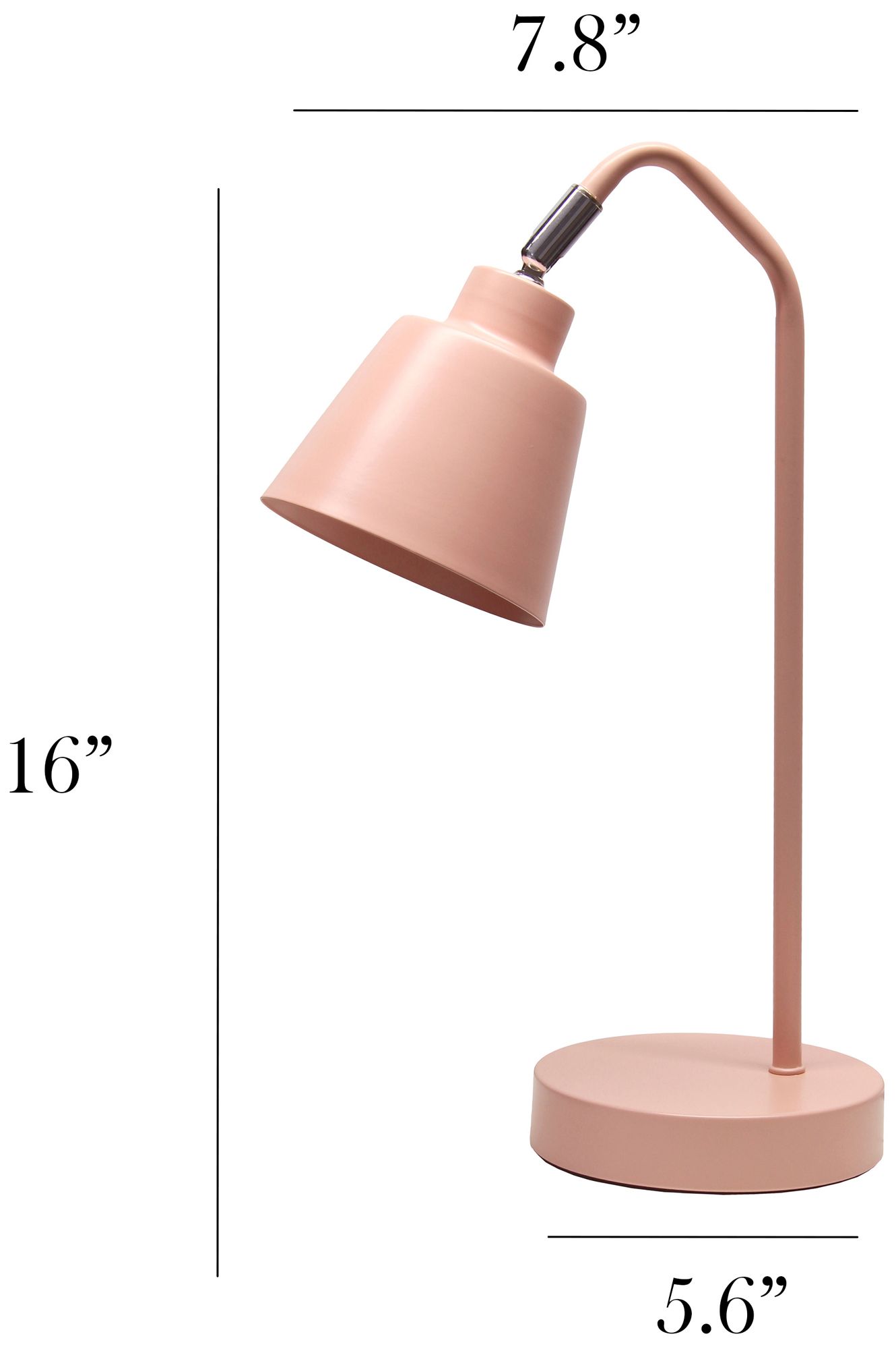 Simple Designs 16" Sleek Essentials Adjustable Mtl Desk Task LP, Blush Pink