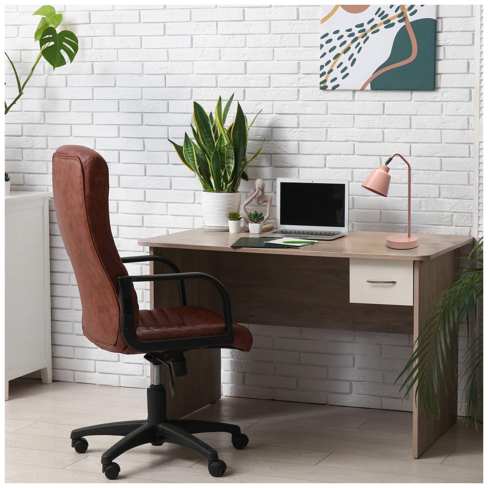 Simple Designs 16" Sleek Essentials Adjustable Mtl Desk Task LP, Blush Pink
