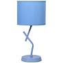 2_Simple Designs 17.13" Metal Modern Table Lamp, Drum Fabric Shade, Blue