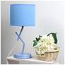 1_Simple Designs 17.13" Metal Modern Table Lamp, Drum Fabric Shade, Blue