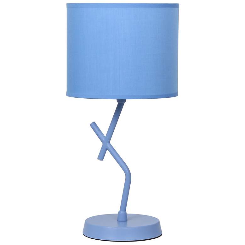 Image 3 Simple Designs 17.13" Metal Modern Table Lamp, Drum Fabric Shade, Blue more views